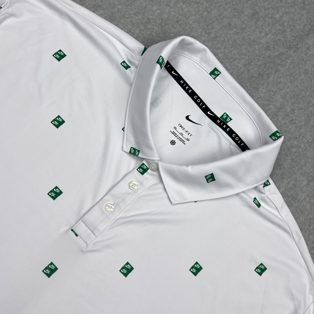 Nike Par Polo Shirt Mens 4XL White/Malachite Stretch Wicking Dri-FIT Tee II4131